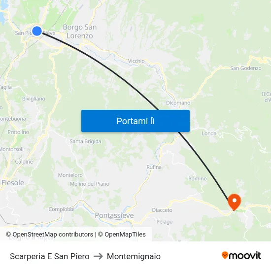 Scarperia E San Piero to Montemignaio map