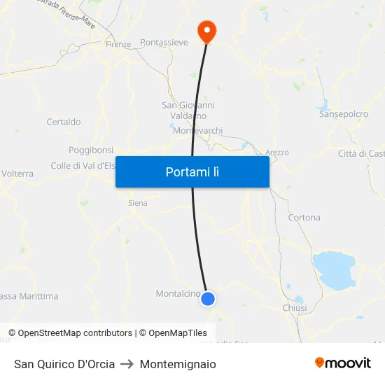 San Quirico D'Orcia to Montemignaio map