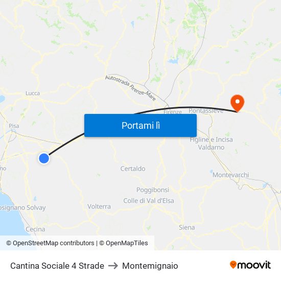 Cantina Sociale 4 Strade to Montemignaio map