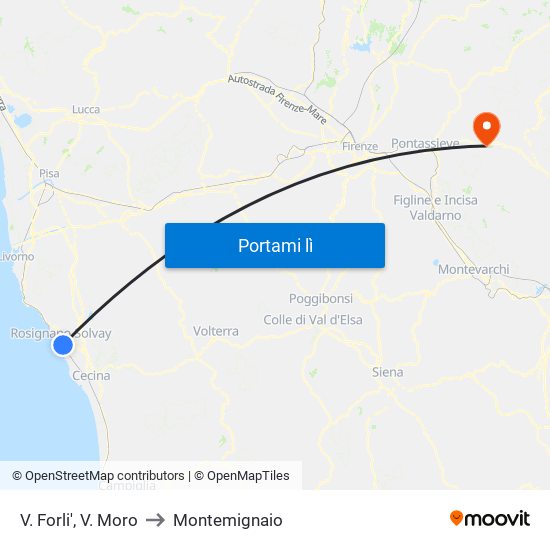 V. Forli',  V. Moro to Montemignaio map