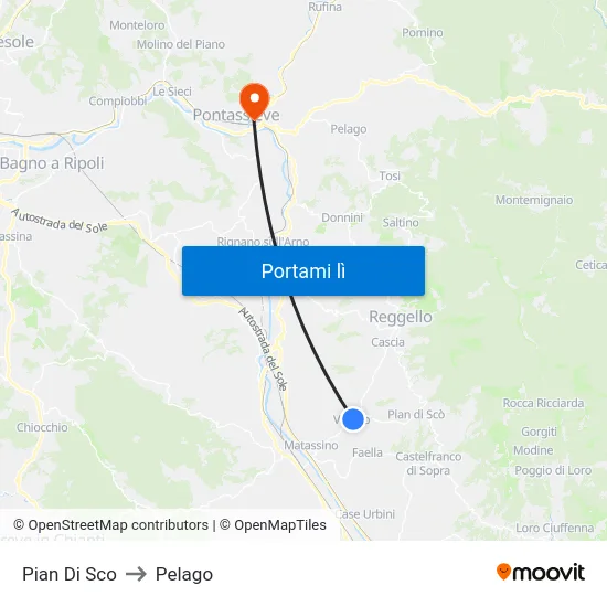 Pian Di Sco to Pelago map