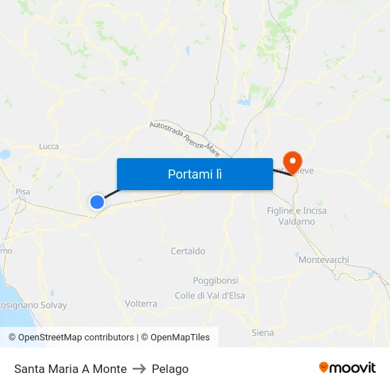 Santa Maria A Monte to Pelago map