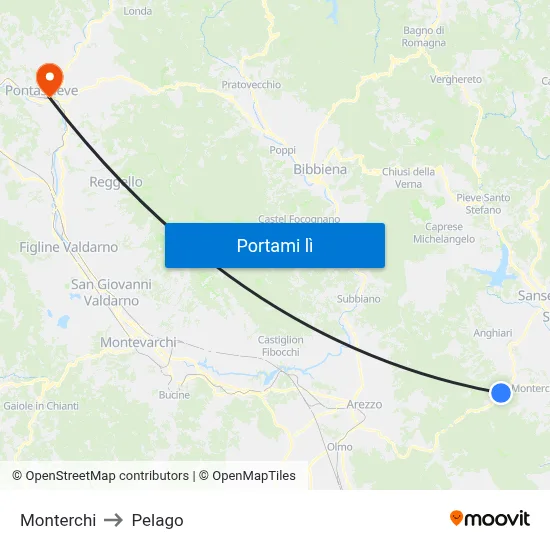 Monterchi to Pelago map