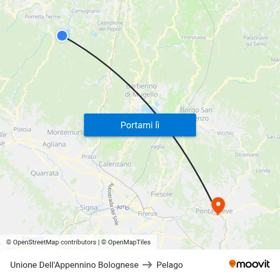 Unione Dell'Appennino Bolognese to Pelago map