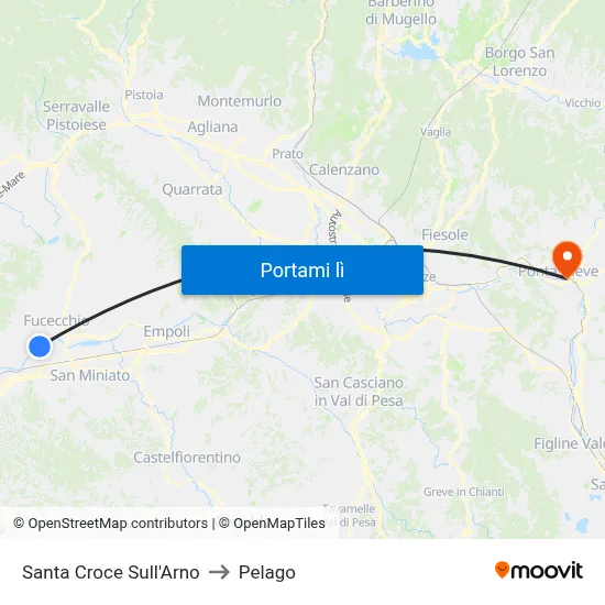 Santa Croce Sull'Arno to Pelago map