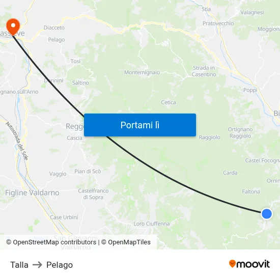 Talla to Pelago map