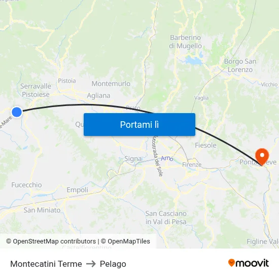 Montecatini Terme to Pelago map