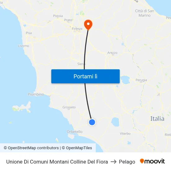 Unione Di Comuni Montani Colline Del Fiora to Pelago map