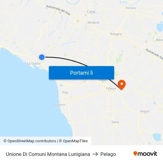 Unione Di Comuni Montana Lunigiana to Pelago map