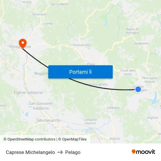Caprese Michelangelo to Pelago map