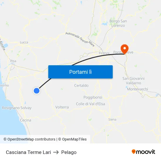 Casciana Terme Lari to Pelago map