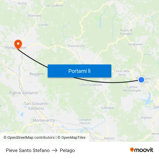Pieve Santo Stefano to Pelago map