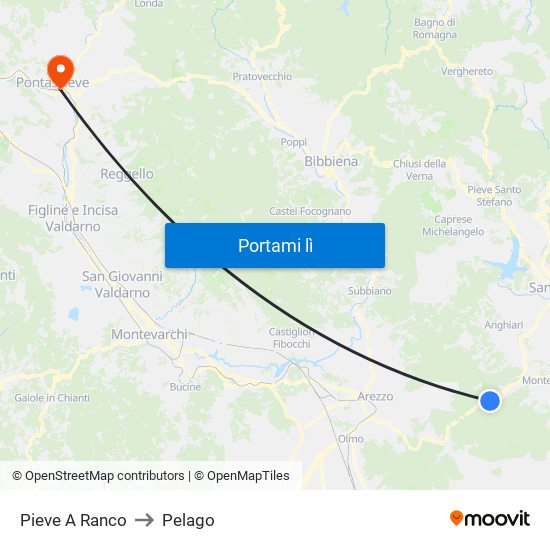 Pieve A Ranco to Pelago map