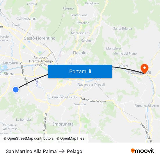 San Martino Alla Palma to Pelago map