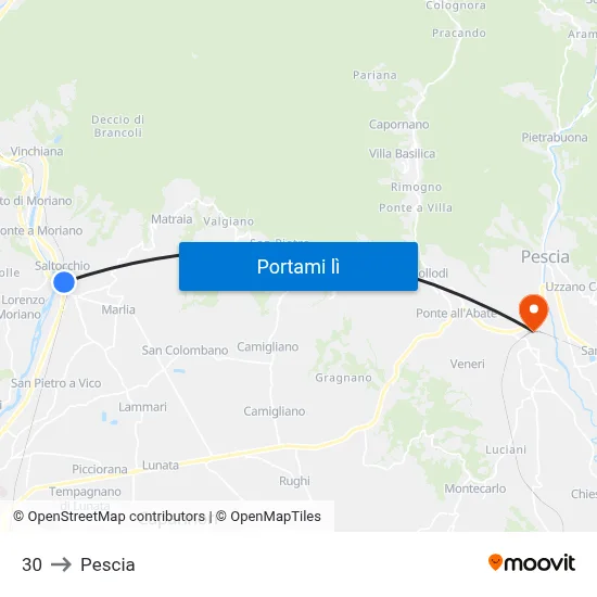 30 to Pescia map