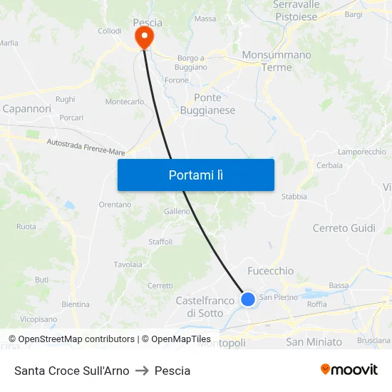 Santa Croce Sull'Arno to Pescia map