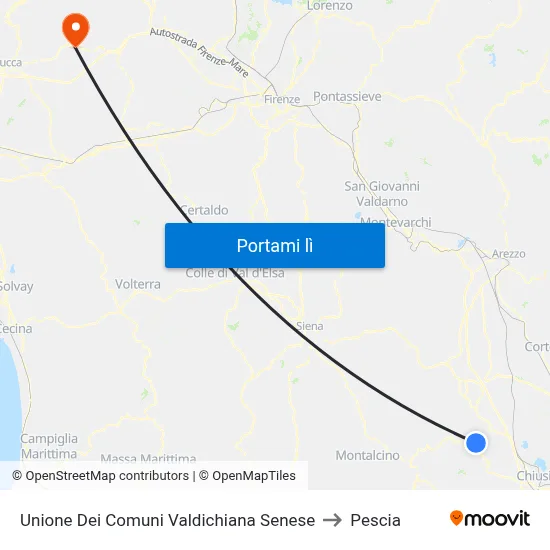 Unione Dei Comuni Valdichiana Senese to Pescia map