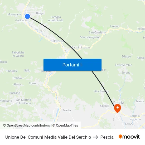 Unione Dei Comuni Media Valle Del Serchio to Pescia map