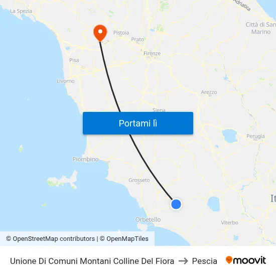 Unione Di Comuni Montani Colline Del Fiora to Pescia map