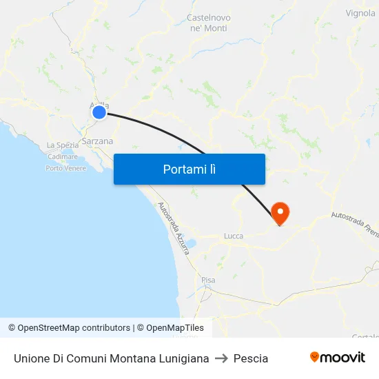 Unione Di Comuni Montana Lunigiana to Pescia map