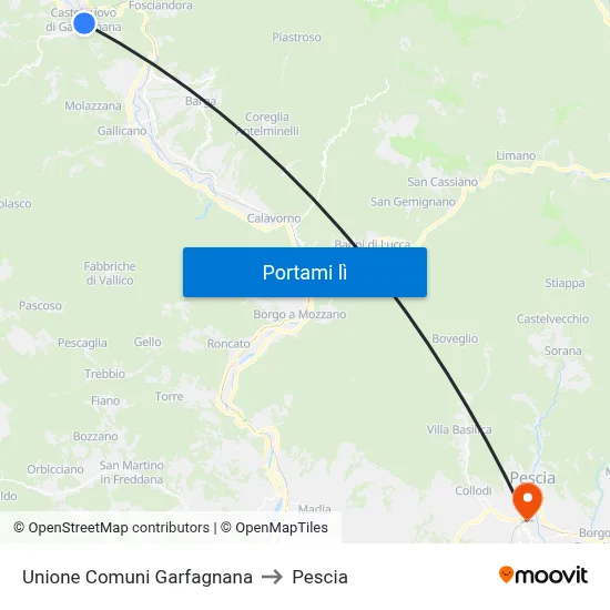 Unione Comuni Garfagnana to Pescia map