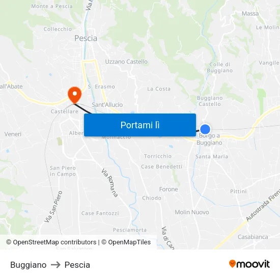 Buggiano to Pescia map