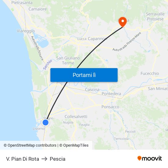 V. Pian Di Rota to Pescia map