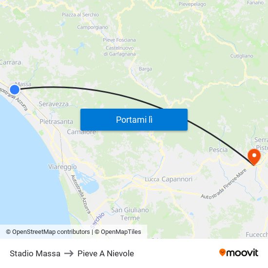 Stadio Massa to Pieve A Nievole map