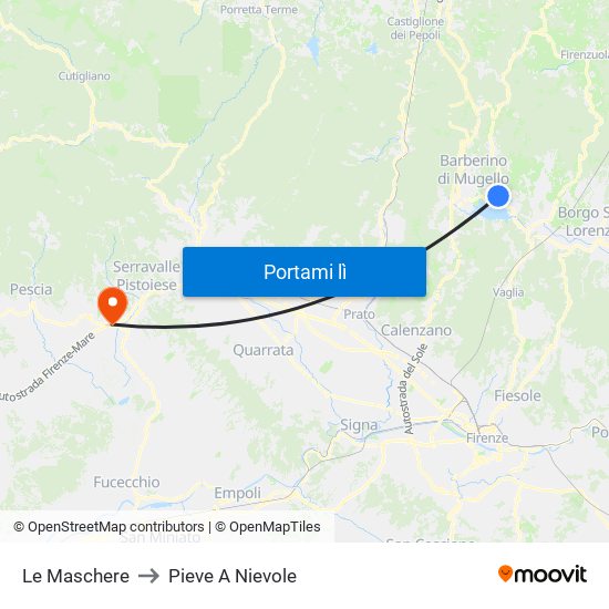 Le Maschere to Pieve A Nievole map