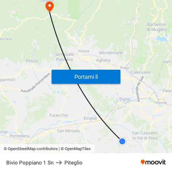 Bivio Poppiano 1                 Sn to Piteglio map