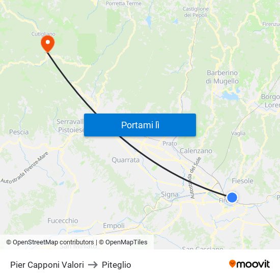 Pier Capponi Valori to Piteglio map