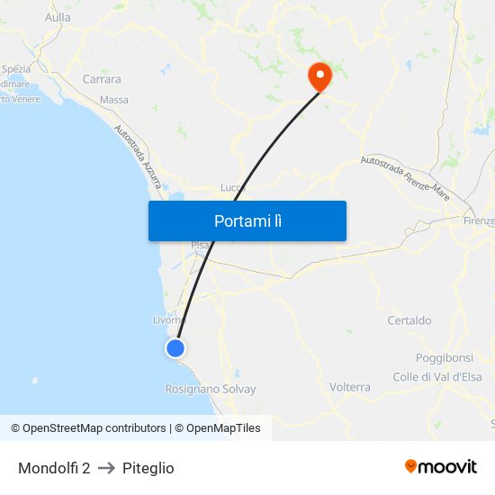 Mondolfi 2 to Piteglio map