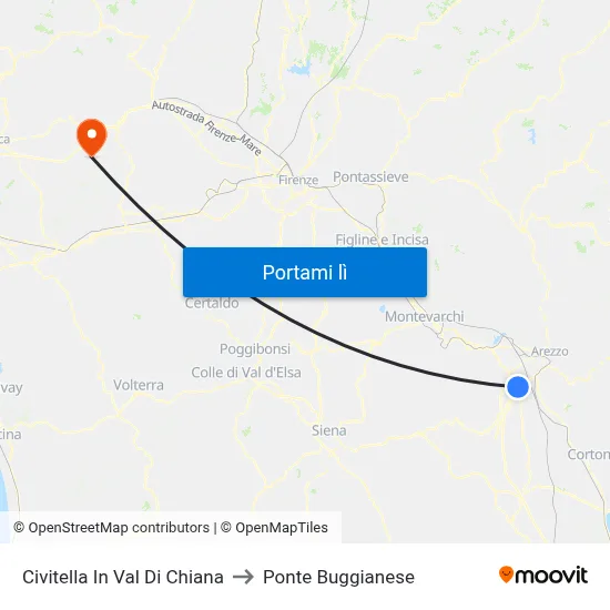 Civitella In Val Di Chiana to Ponte Buggianese map