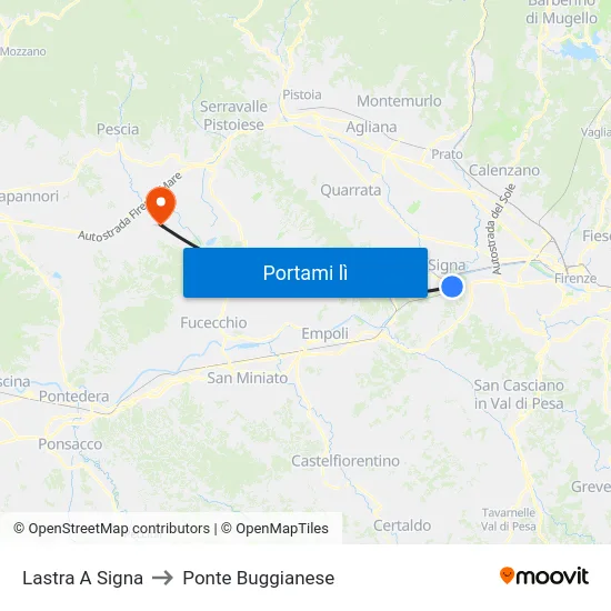 Lastra A Signa to Ponte Buggianese map