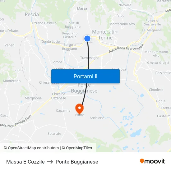 Massa E Cozzile to Ponte Buggianese map