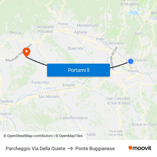 Parcheggio Via Della Quiete to Ponte Buggianese map