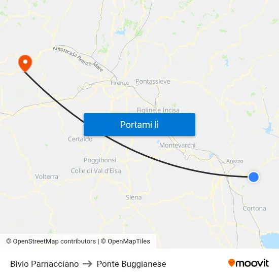 Bivio Parnacciano to Ponte Buggianese map