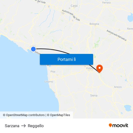 Sarzana to Reggello map