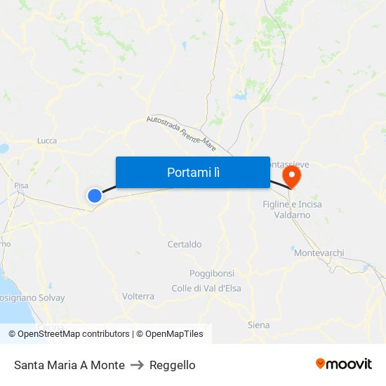 Santa Maria A Monte to Reggello map