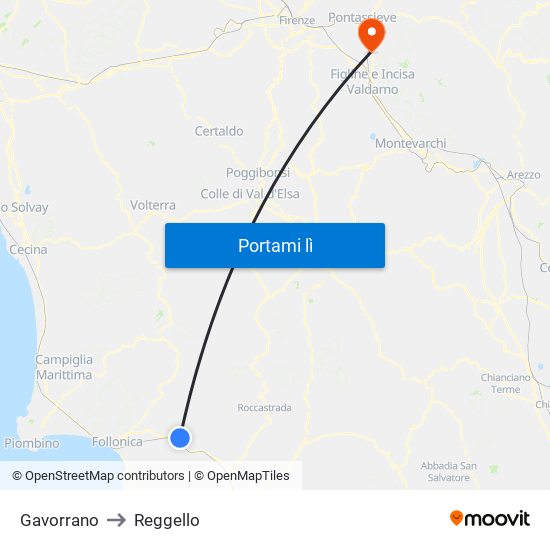 Gavorrano to Reggello map