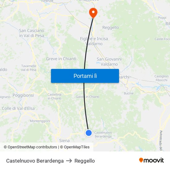 Castelnuovo Berardenga to Reggello map