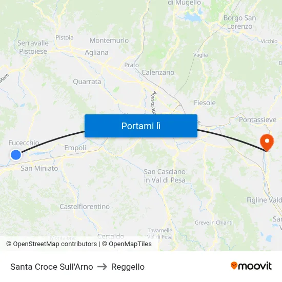 Santa Croce Sull'Arno to Reggello map