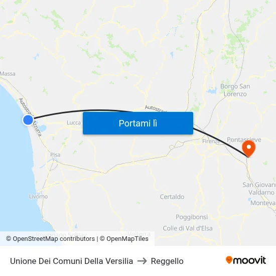 Unione Dei Comuni Della Versilia to Reggello map