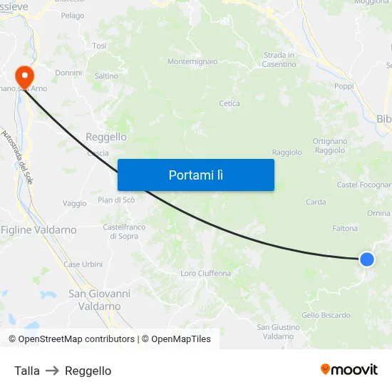 Talla to Reggello map