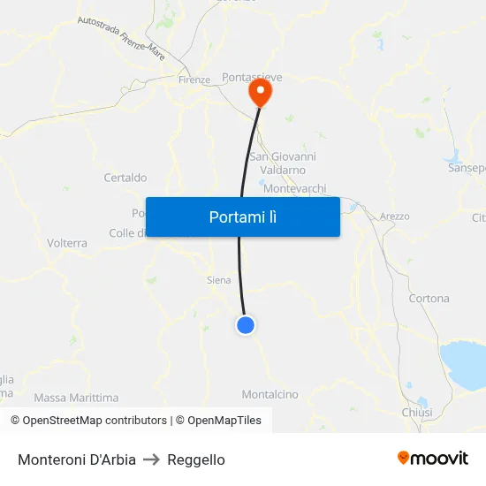 Monteroni D'Arbia to Reggello map