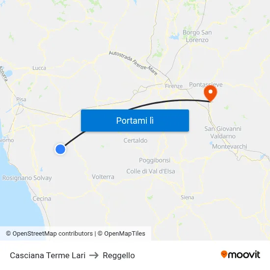 Casciana Terme Lari to Reggello map