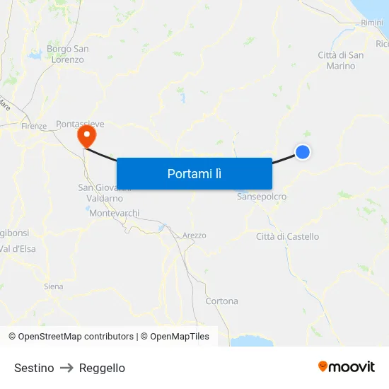 Sestino to Reggello map