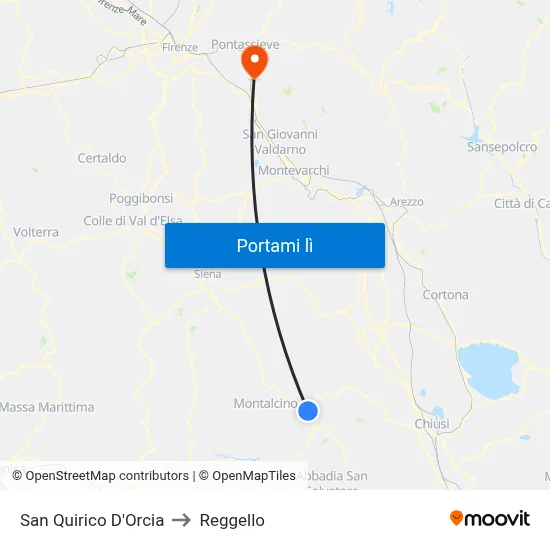 San Quirico D'Orcia to Reggello map
