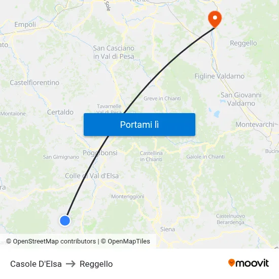 Casole D'Elsa to Reggello map