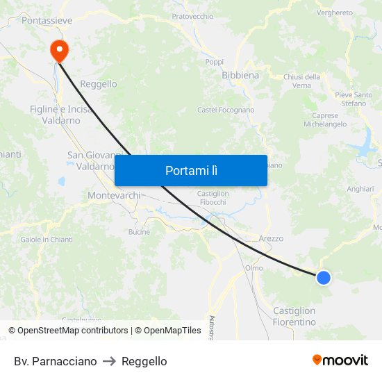 Bv. Parnacciano to Reggello map